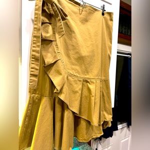 Khaki Ruffle Wrap Skirt, Who What Where,size14